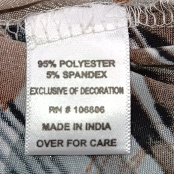 EMILY DANIELS-Women's Top-Brushed Abstract-3/4 Sleeve-SMALL-Black-Gray-Tan-White - Picture 13 of 15